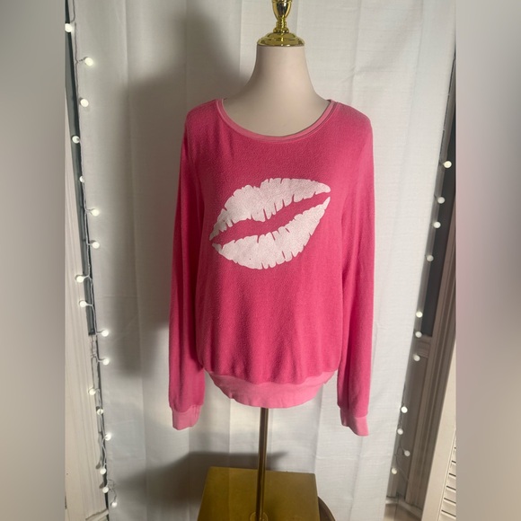 Wildfox Pink Kiss Graphic Baggy Beach Jumper Sweatshirt Medium - Picture 7 of 7